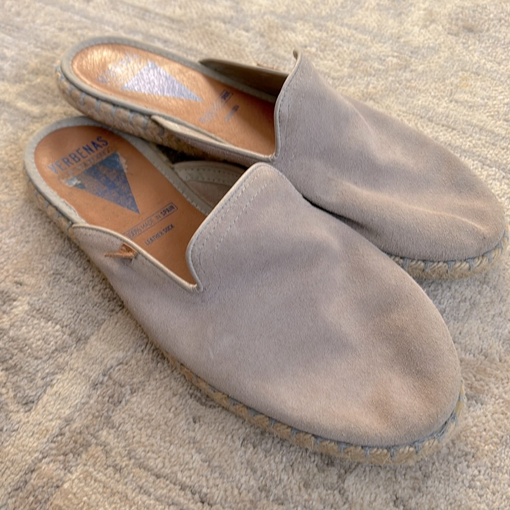 Verbenas Celia Suede Leather Slip-On Espadrille Mules